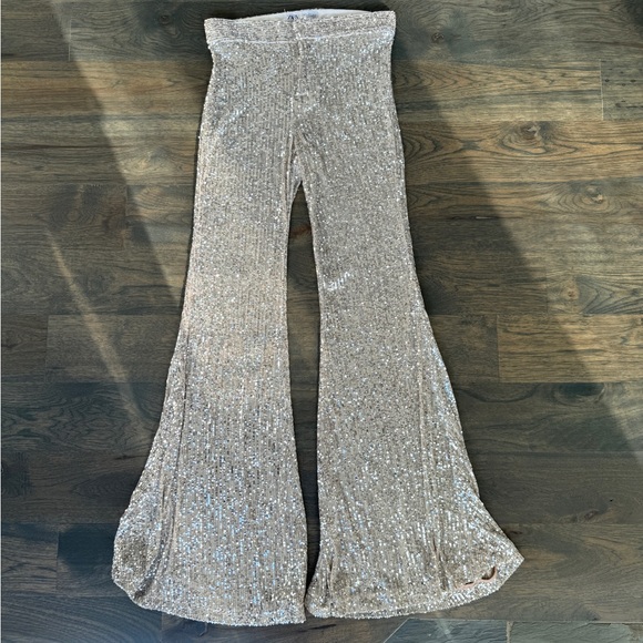ZARA silver sequin flare pants size small - Picture 8 of 10